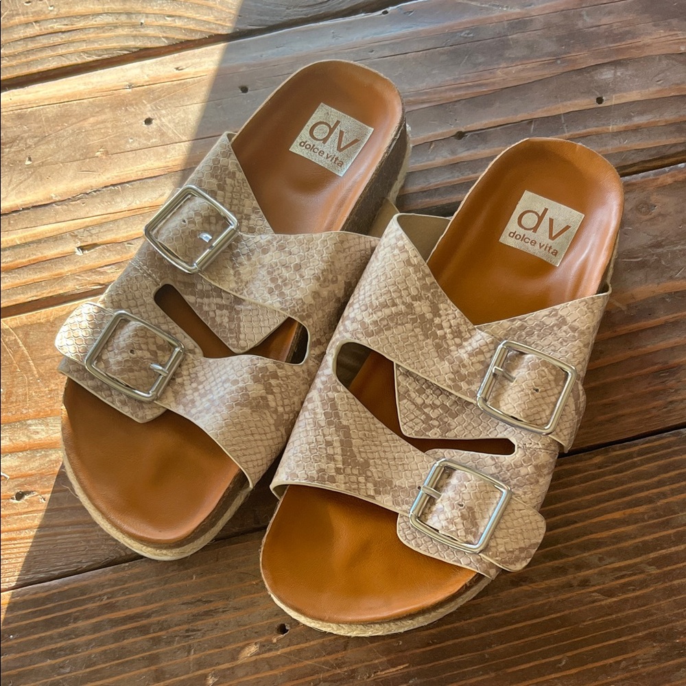 Dolce Vita Snakeskin Pattern Sandals with Buckles